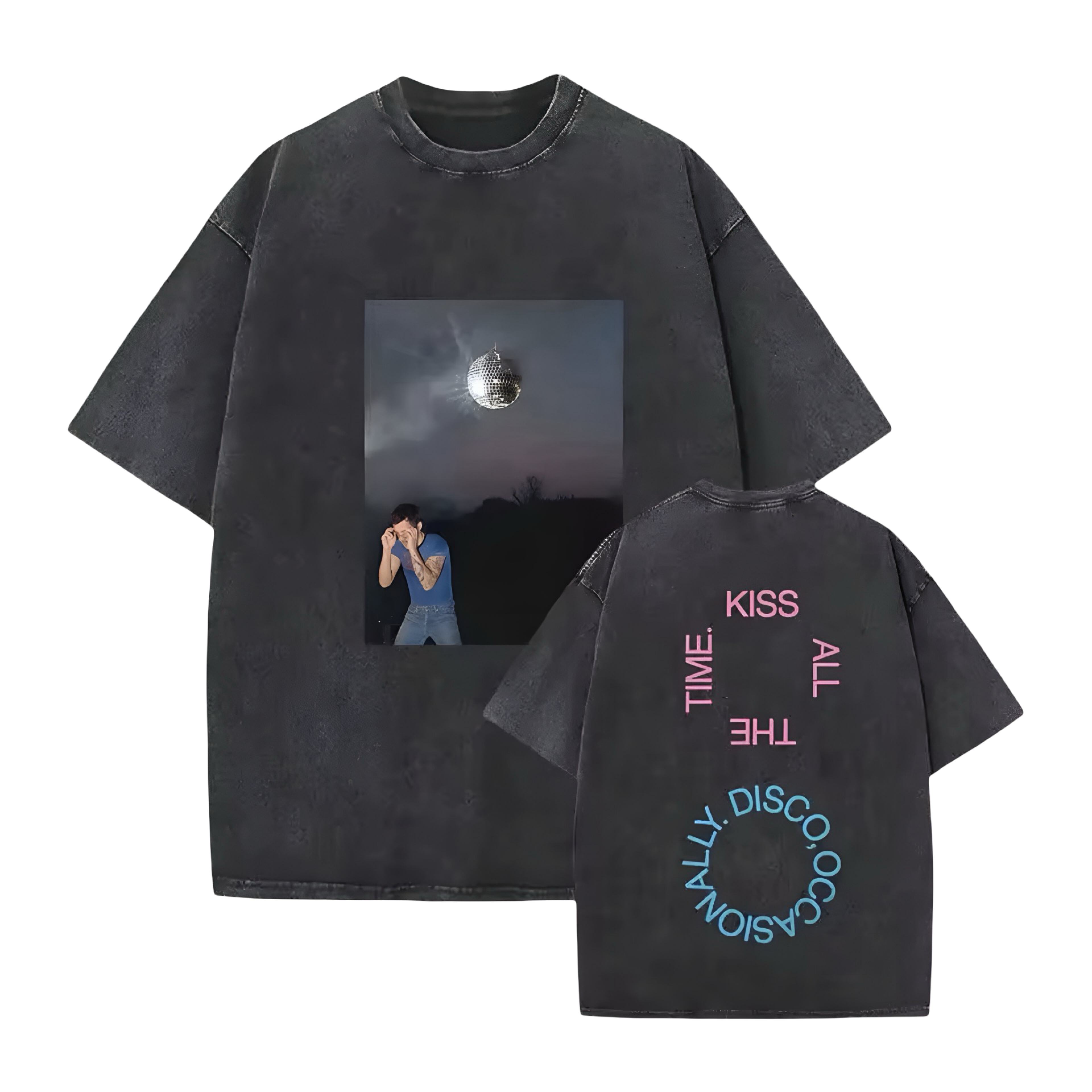 Kiss All The Time. Disco, Occasionally. Double Sided Oversized Tee