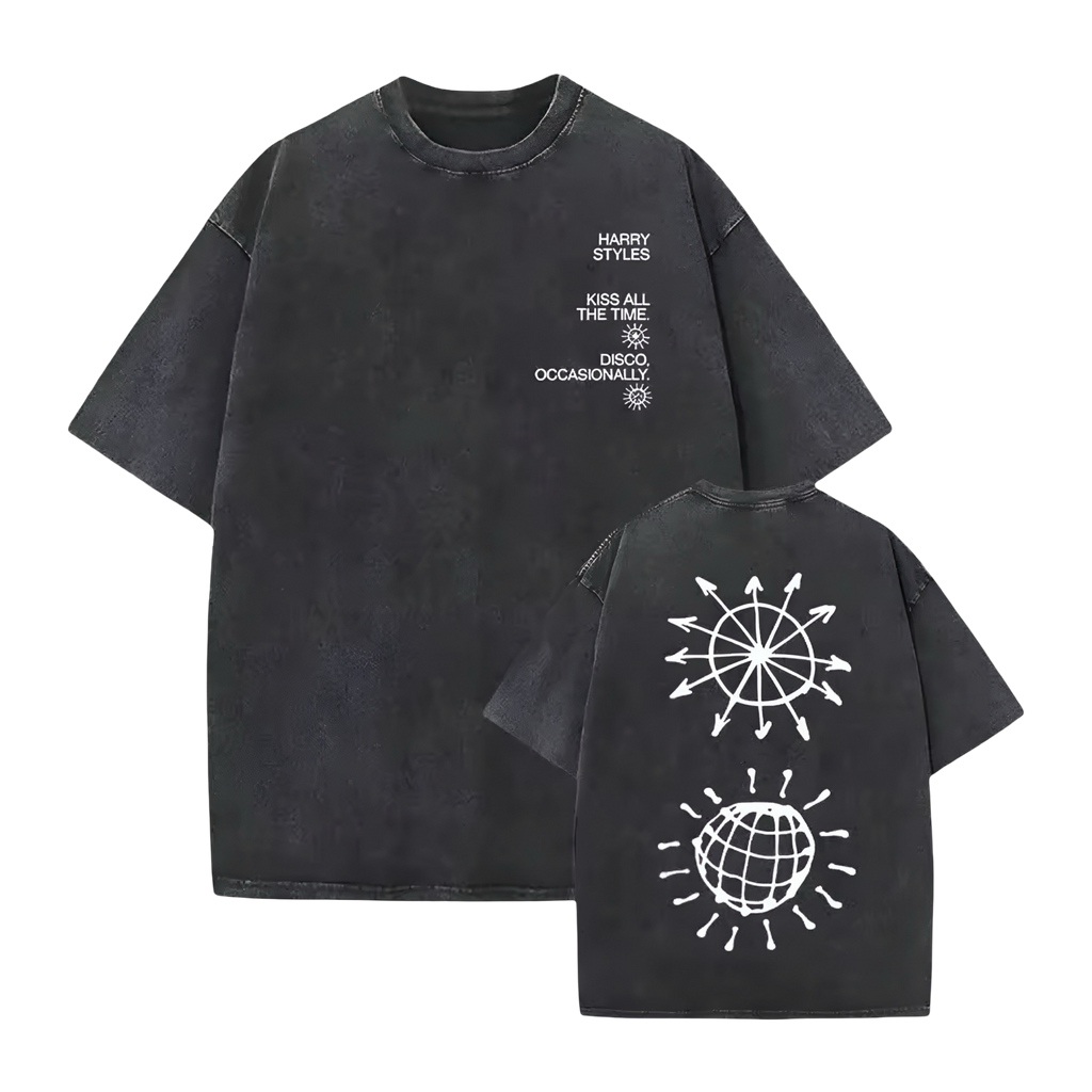 Kiss All The Time. Disco, Occasionally. Double Sided Oversized Tee