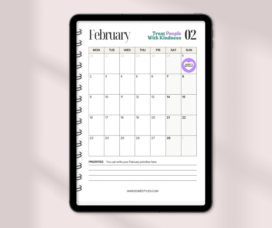 Harry Styles 2026 Digital Planner